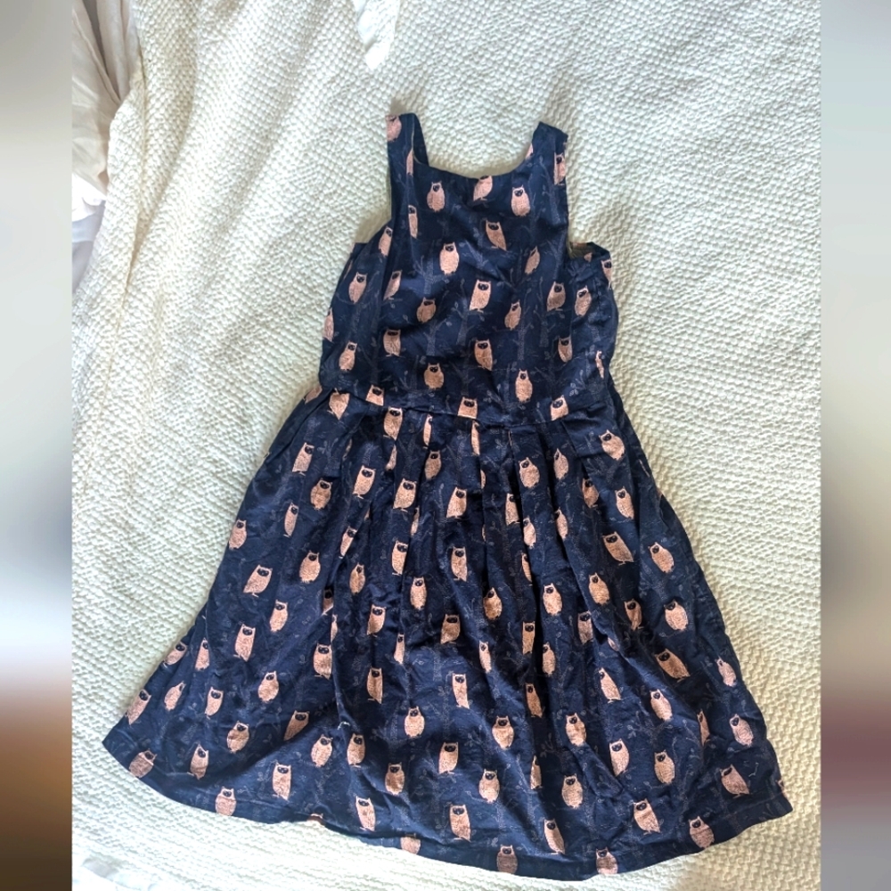 Custom handmade sleeveless dress with owl motif